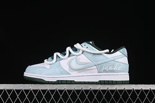 All categories Nk SB Dunk Series Nk SB Dunk Low High-end customized low-top sneakers Nike Dunk Low Spirit Snake Xiangrui Advanced deconstruction rendering white blue low-top casual sneakers DD1391-101